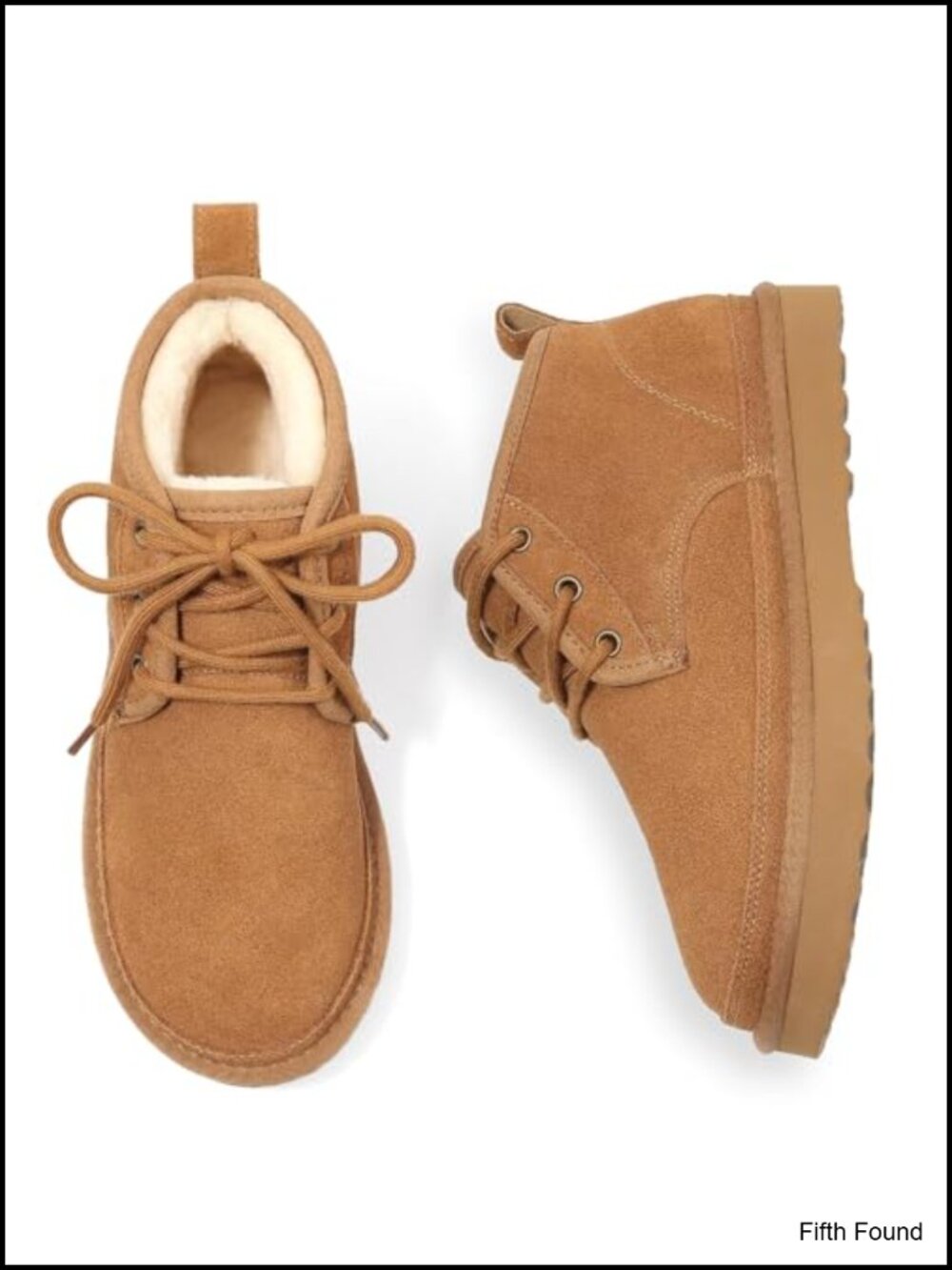 Genuine Suede Fur Lined Ankle Snow Boots Lace Up Winter Chukka